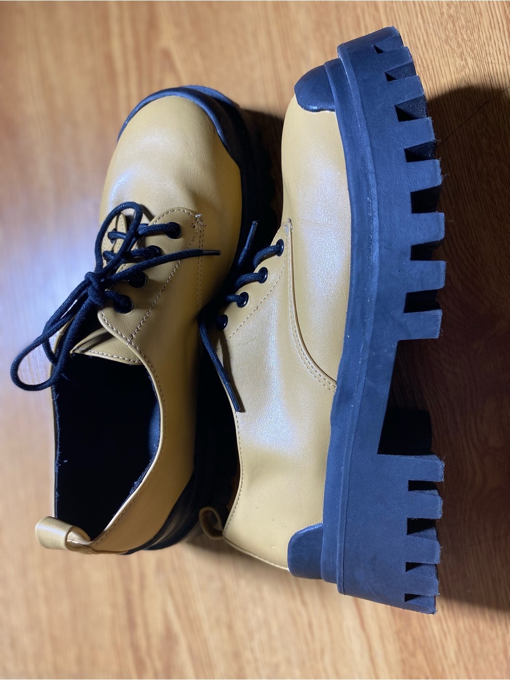 ASOS Mustard Yellow Lace-Up Platform Shoes